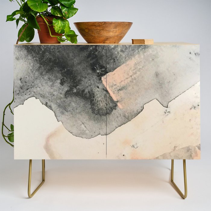 Peace and Quiet [2]: a pretty, minimal abstract piece in gray and peach by Alyssa Hamilton Art Credenza Gallery Image 1