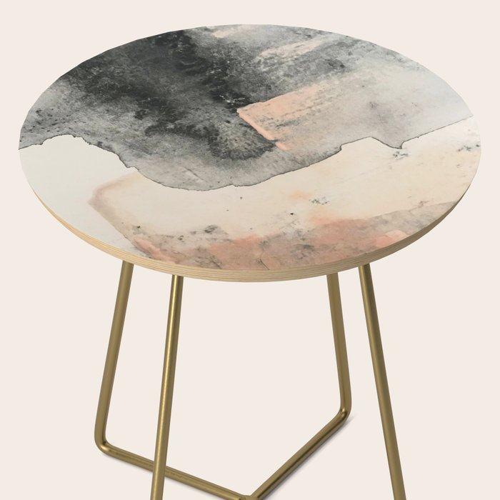 Peace and Quiet [2]: a pretty, minimal abstract piece in gray and peach by Alyssa Hamilton Art Side Table Gallery Image 2