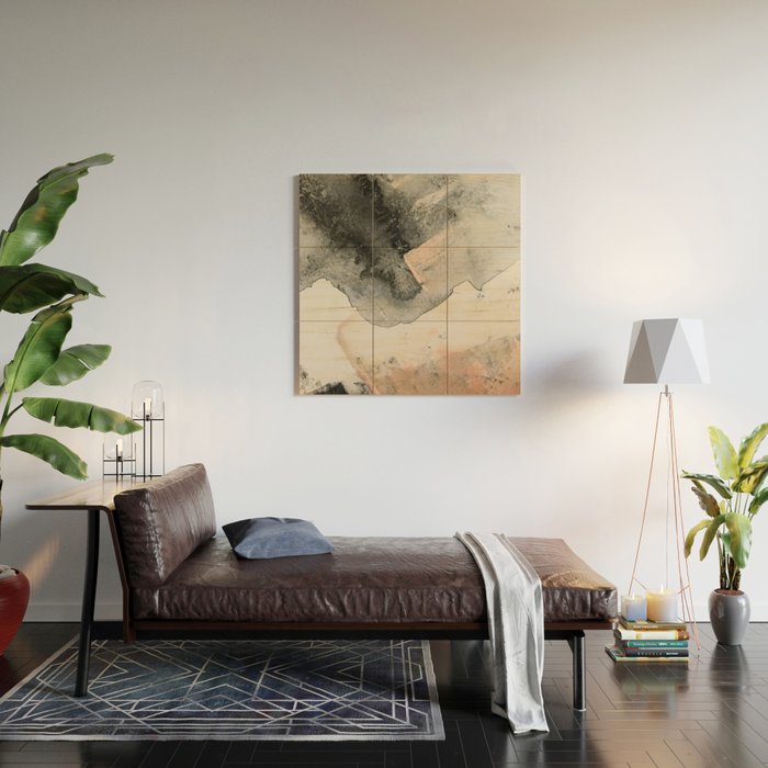 Peace and Quiet [2]: a pretty, minimal abstract piece in gray and peach by Alyssa Hamilton Art Wood Wall Art Gallery Image 2