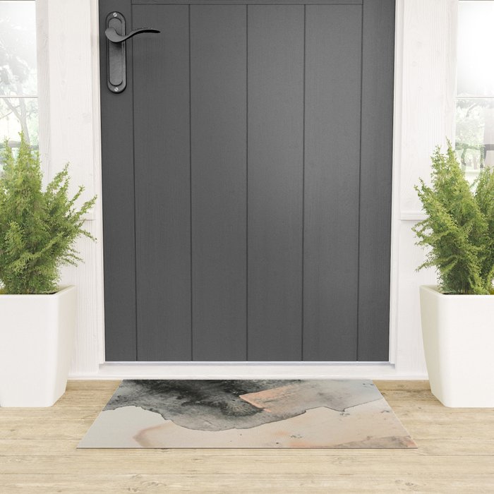 Peace and Quiet [2]: a pretty, minimal abstract piece in gray and peach by Alyssa Hamilton Art Welcome Mat Gallery Image 3