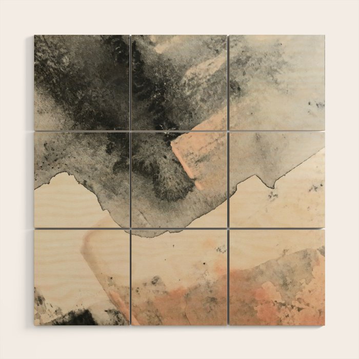 Peace and Quiet [2]: a pretty, minimal abstract piece in gray and peach by Alyssa Hamilton Art Wood Wall Art Gallery Image 1