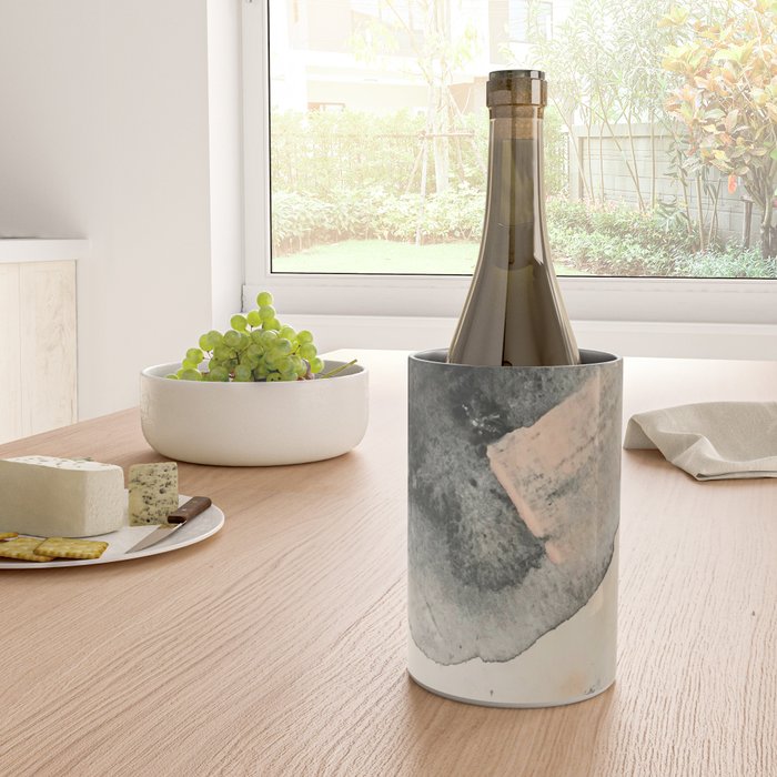 Peace and Quiet [2]: a pretty, minimal abstract piece in gray and peach by Alyssa Hamilton Art Wine Chiller Gallery Image 4