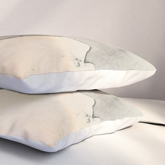 Peace and Quiet [2]: a pretty, minimal abstract piece in gray and peach by Alyssa Hamilton Art Pillow Sham Gallery Image 3