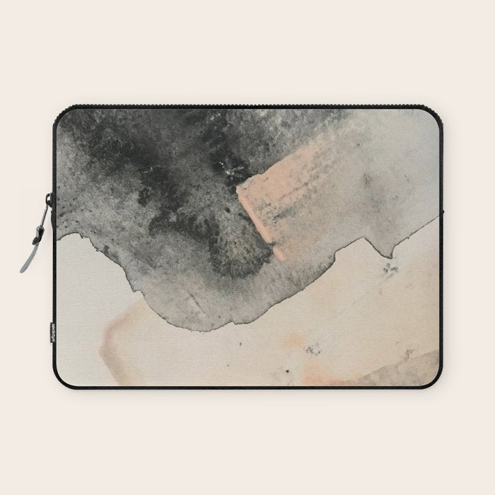 Peace and Quiet [2]: a pretty, minimal abstract piece in gray and peach by Alyssa Hamilton Art Laptop Sleeve Gallery Image 1