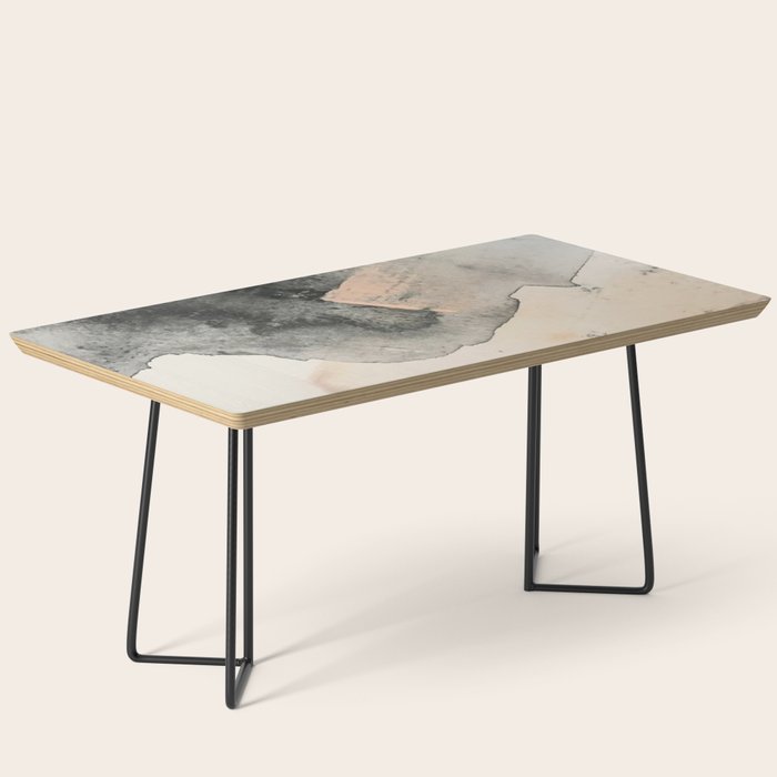 Peace and Quiet [2]: a pretty, minimal abstract piece in gray and peach by Alyssa Hamilton Art Coffee Table Gallery Image 1