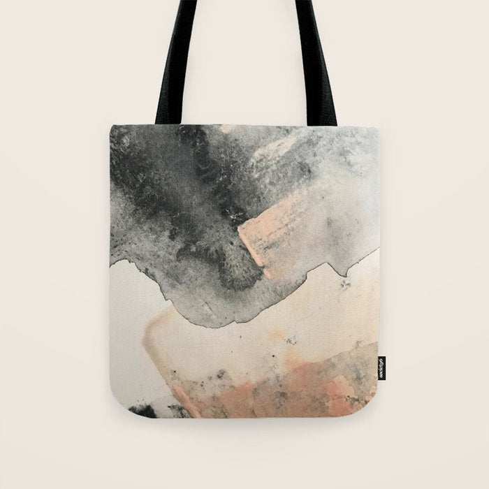 Peace and Quiet [2]: a pretty, minimal abstract piece in gray and peach by Alyssa Hamilton Art Tote Bag Gallery Image 1