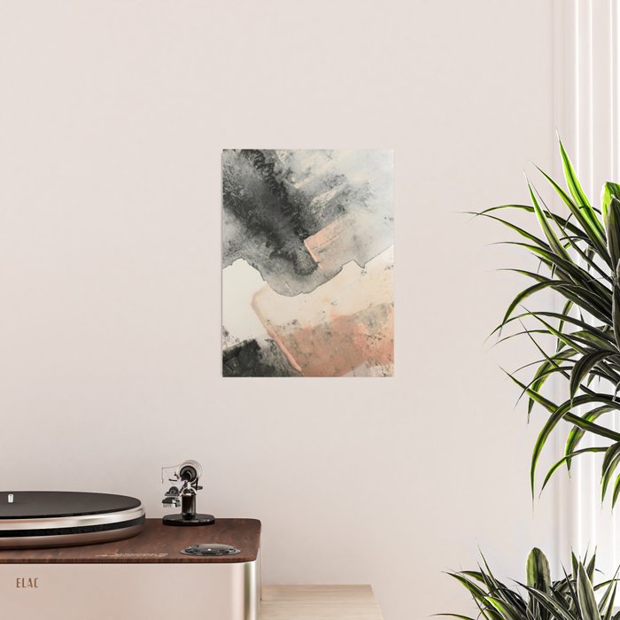 Peace and Quiet [2]: a pretty, minimal abstract piece in gray and peach by Alyssa Hamilton Art Poster Gallery Image 2