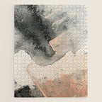 Peace and Quiet [2]: a pretty, minimal abstract piece in gray and peach by Alyssa Hamilton Art Jigsaw Puzzle Gallery Image 1