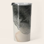 Peace and Quiet [2]: a pretty, minimal abstract piece in gray and peach by Alyssa Hamilton Art Travel Mug Gallery Image 3