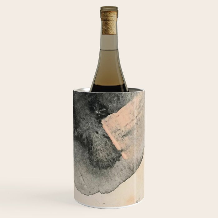 Peace and Quiet [2]: a pretty, minimal abstract piece in gray and peach by Alyssa Hamilton Art Wine Chiller Gallery Image 1