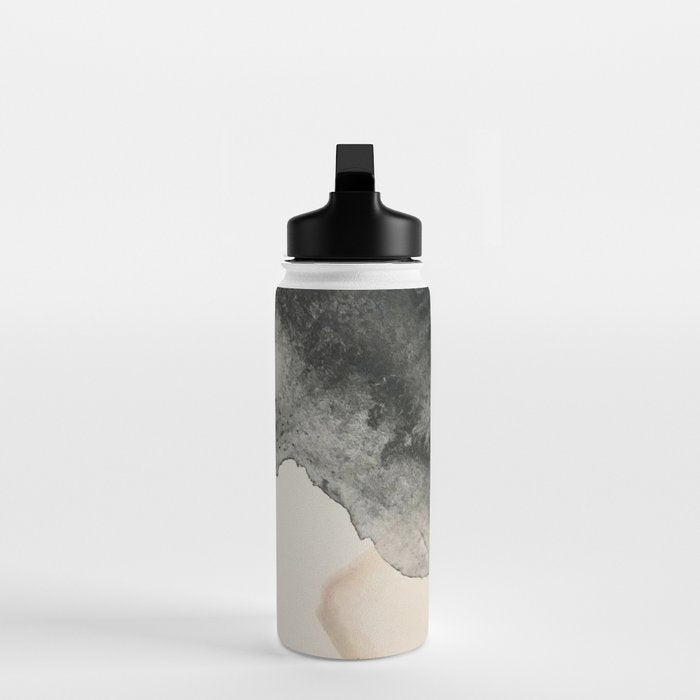 Peace and Quiet [2]: a pretty, minimal abstract piece in gray and peach by Alyssa Hamilton Art Water Bottle Gallery Image 3