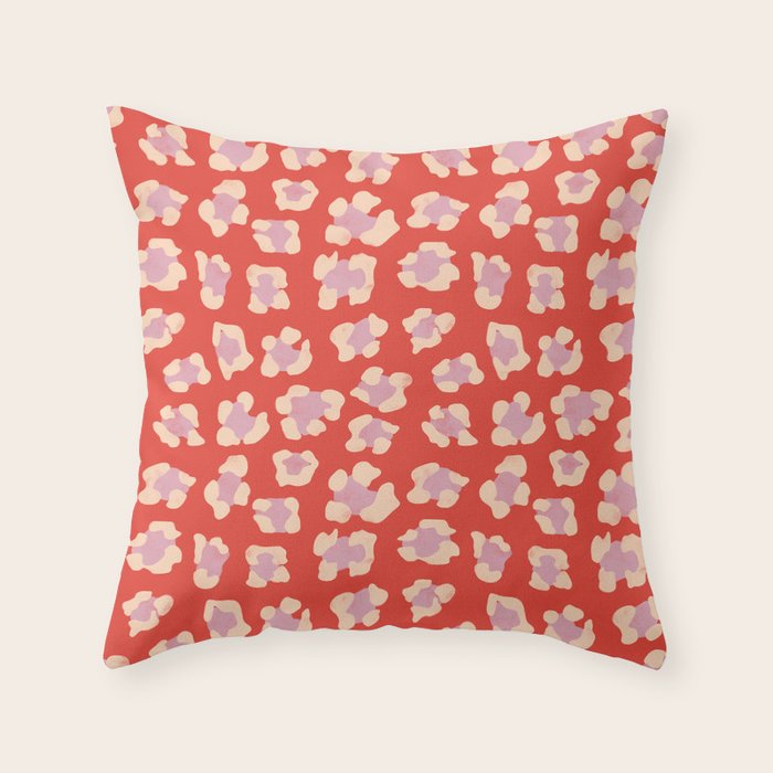 Dopamine Leopard Print In Red And Pink Throw Pillow Gallery Image 1