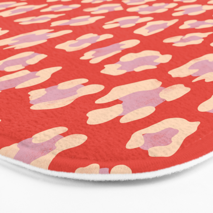 Dopamine Leopard Print In Red And Pink Bath Mat Gallery Image 3
