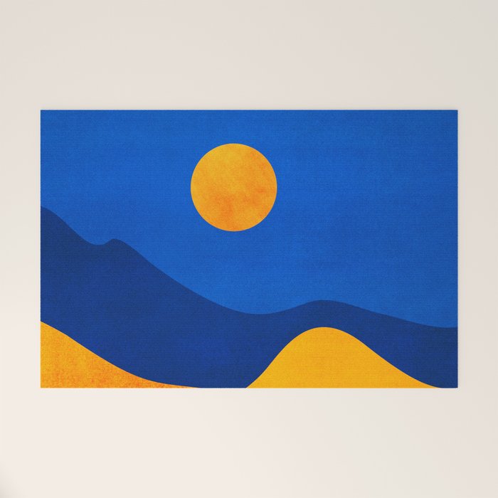 Moonrise Mountains / Blue and Orange Welcome Mat Gallery Image 1