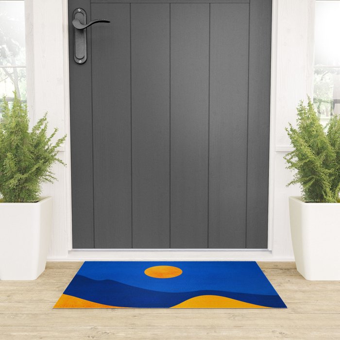 Moonrise Mountains / Blue and Orange Welcome Mat Gallery Image 3