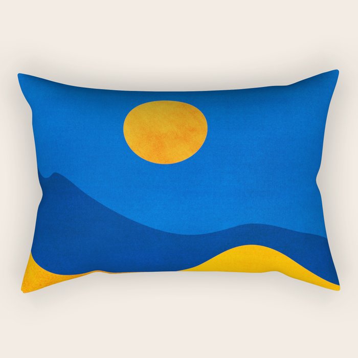 Moonrise Mountains / Blue and Orange Rectangular Pillow