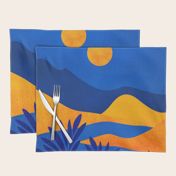 Moonrise Mountains / Blue and Orange Placemat Gallery Image 1