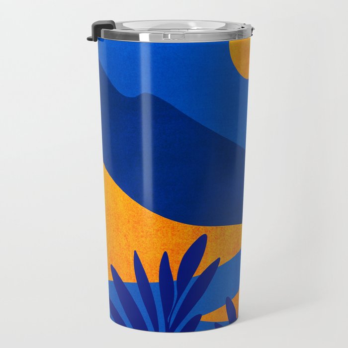 Moonrise Mountains / Blue and Orange Travel Mug Gallery Image 3