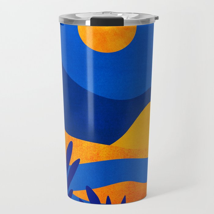 Moonrise Mountains / Blue and Orange Travel Mug Gallery Image 1