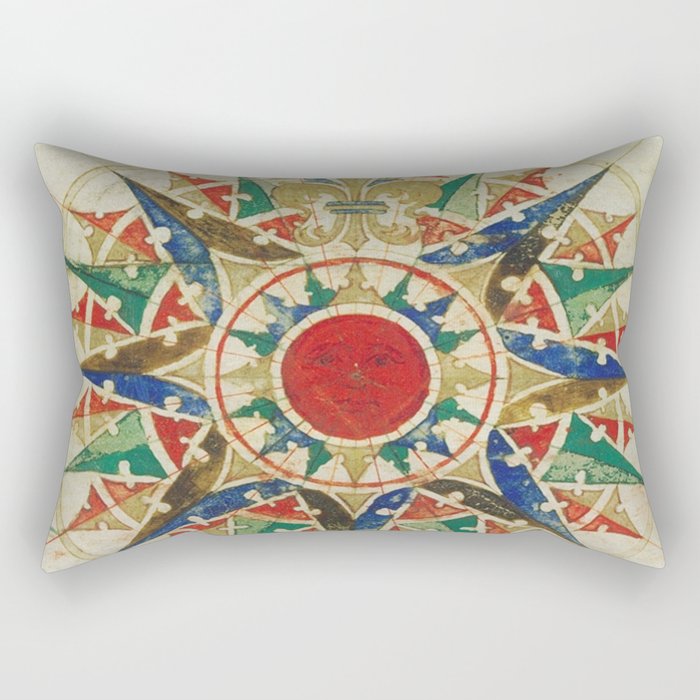 Vintage Compass Rose Diagram (1502) Rectangular Pillow Gallery Image 2
