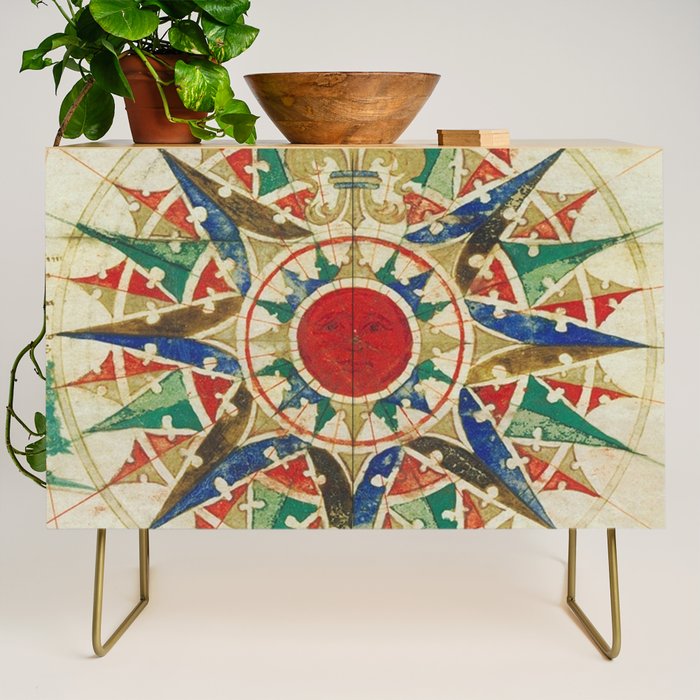 Vintage Compass Rose Diagram (1502) Credenza Gallery Image 1
