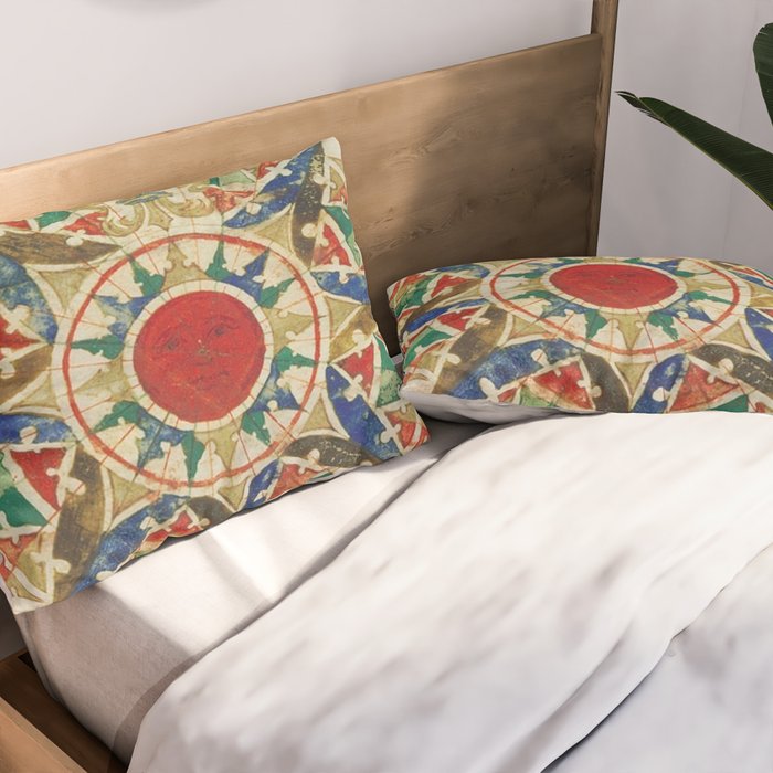 Vintage Compass Rose Diagram (1502) Pillow Sham Gallery Image 2