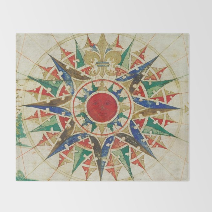Vintage Compass Rose Diagram (1502) Throw Blanket Gallery Image 2