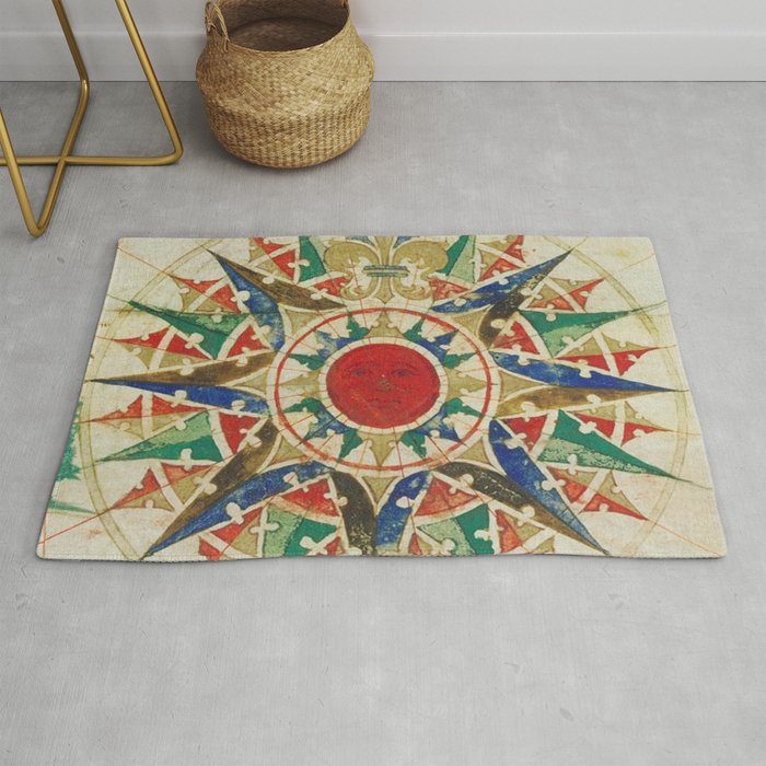Vintage Compass Rose Diagram (1502) Rug Gallery Image 1