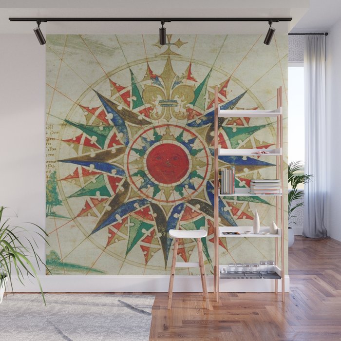 Vintage Compass Rose Diagram (1502) Wall Mural Gallery Image 1