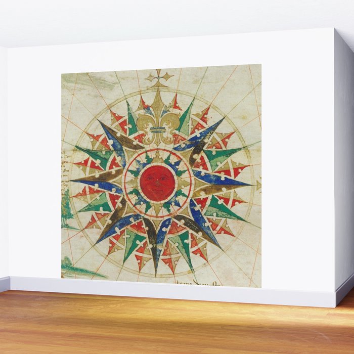 Vintage Compass Rose Diagram (1502) Wall Mural Gallery Image 2