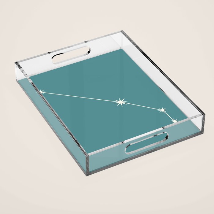 Aries Zodiac Star Constellation Line Art Teal Acrylic Tray Gallery Image 1