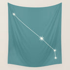 Aries Zodiac Star Constellation Line Art Teal Wall Tapestry Gallery Image 4