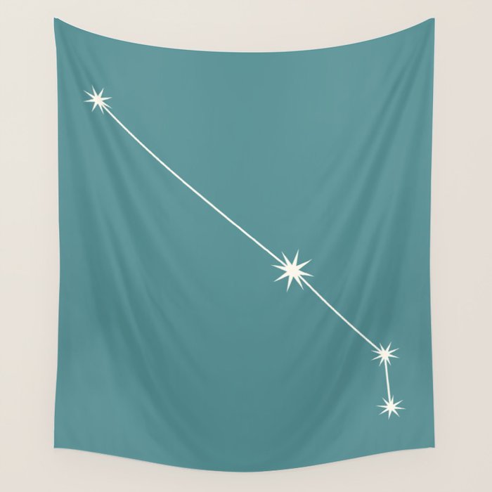 Aries Zodiac Star Constellation Line Art Teal Wall Tapestry Gallery Image 4