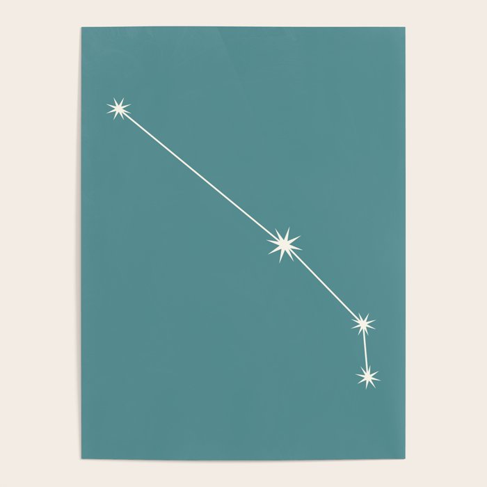 Aries Zodiac Star Constellation Line Art Teal Poster Gallery Image 4
