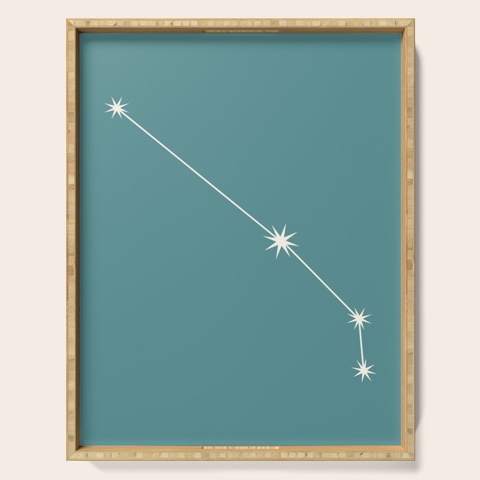 Aries Zodiac Star Constellation Line Art Teal Serving Tray Gallery Image 1