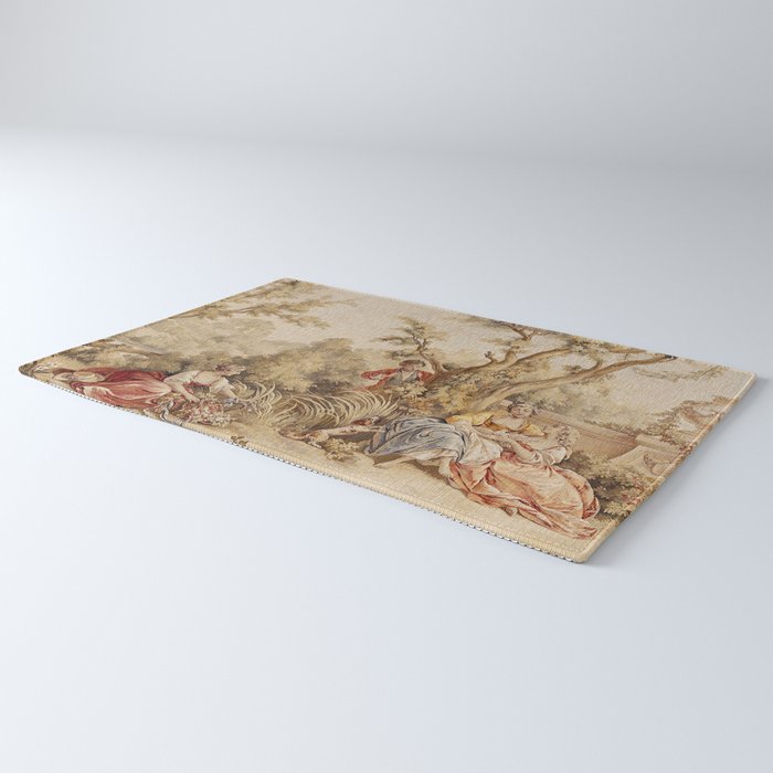 Antique 18th Century Romantic Pastoral Scene French Aubusson Tapestry Rug Gallery Image 3