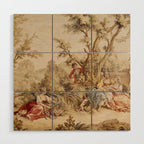 Antique 18th Century Romantic Pastoral Scene French Aubusson Tapestry Wood Wall Art Gallery Image 1
