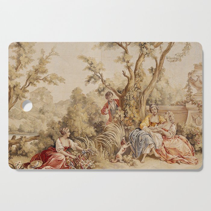 Antique 18th Century Romantic Pastoral Scene French Aubusson Tapestry Cutting Board Gallery Image 1