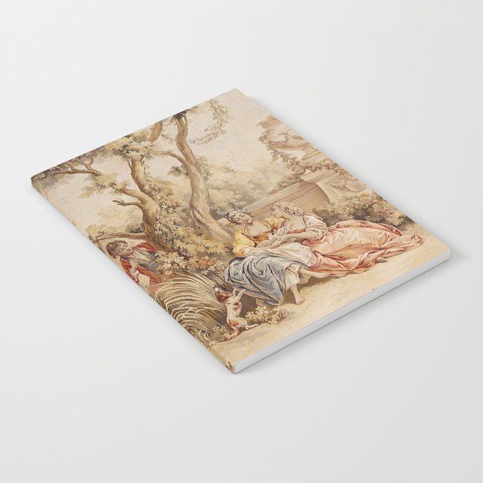 Antique 18th Century Romantic Pastoral Scene French Aubusson Tapestry Notebook Gallery Image 2