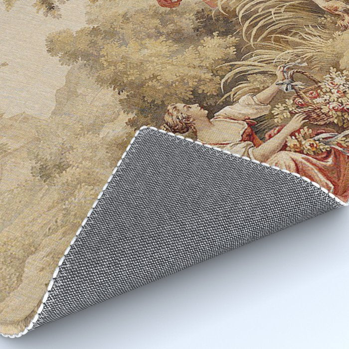 Antique 18th Century Romantic Pastoral Scene French Aubusson Tapestry Rug Gallery Image 4