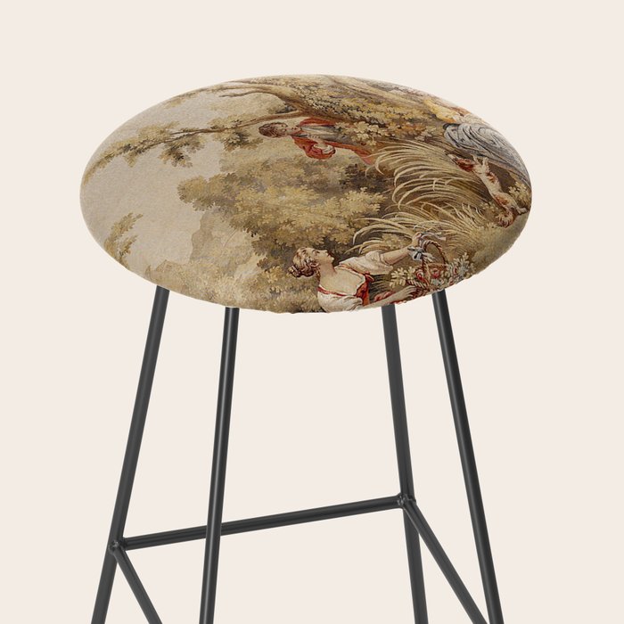Antique 18th Century Romantic Pastoral Scene French Aubusson Tapestry Stool Gallery Image 2