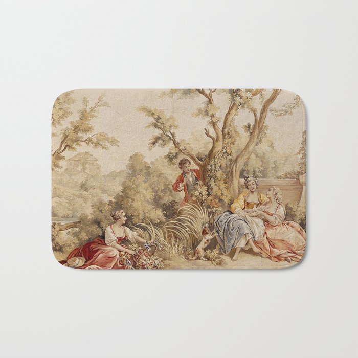Antique 18th Century Romantic Pastoral Scene French Aubusson Tapestry Bath Mat Gallery Image 1
