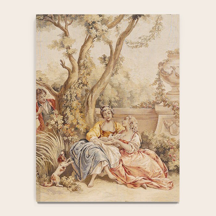 Antique 18th Century Romantic Pastoral Scene French Aubusson Tapestry Notebook Gallery Image 4