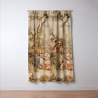 Antique 18th Century Romantic Pastoral Scene French Aubusson Tapestry Window Curtain Gallery Image 3