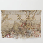 Antique 18th Century Romantic Pastoral Scene French Aubusson Tapestry Wall Hanging Gallery Image 1