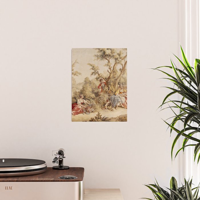 Antique 18th Century Romantic Pastoral Scene French Aubusson Tapestry Poster Gallery Image 2