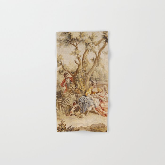 Antique 18th Century Romantic Pastoral Scene French Aubusson Tapestry Bath Towel Gallery Image 1
