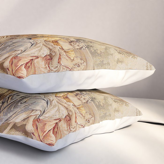 Antique 18th Century Romantic Pastoral Scene French Aubusson Tapestry Pillow Sham Gallery Image 3