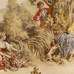 Antique 18th Century Romantic Pastoral Scene French Aubusson Tapestry Coffee Mug Gallery Image 2