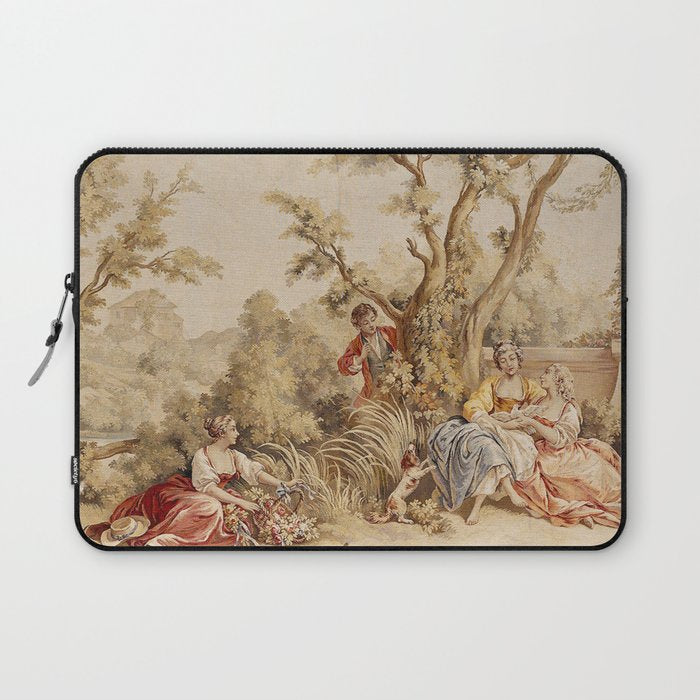 Antique 18th Century Romantic Pastoral Scene French Aubusson Tapestry Laptop Sleeve Gallery Image 1